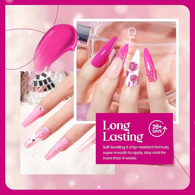 beetles Gel Polish Pink Angel - Valentine Gel Nail Polish Set Pink Rose Nude Glitter Sparkle Light 6 Colors Kit Soak off Uv Led Nail Art DIY Salon Home Gift for Women Girls