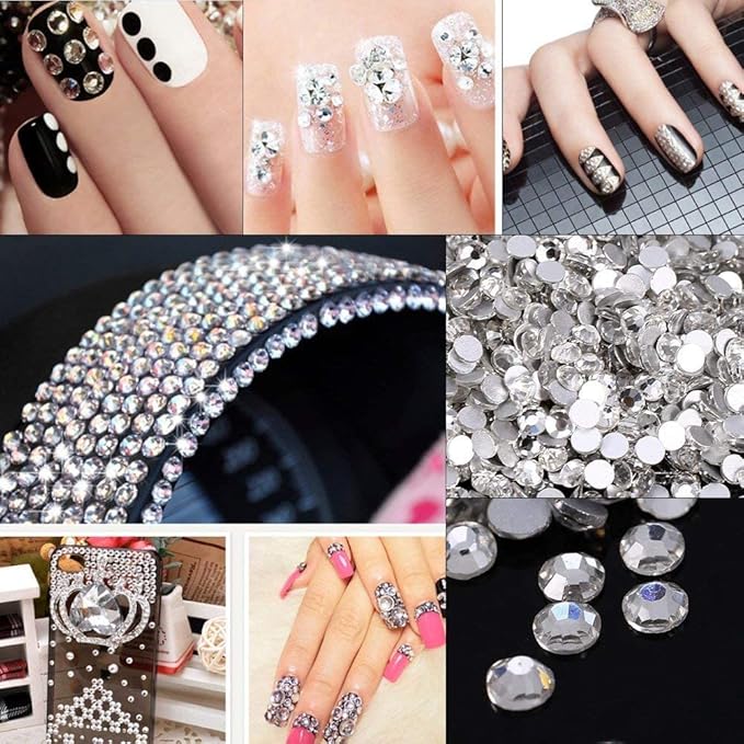 Onwon 1440 Pcs Crystal Flat Back Brilliant Round Rhinestones Glass Stones Glitter Gems Faux Diamond for Craft,Nail Art,Shoes,DIY Decorations (SS12 / 3.1mm, Citrine)