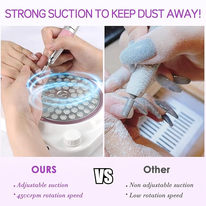 Cofashion Nail Dust Collector Vacuum With Adjustable Speed Rotary 48w Powerful Dust Collector Nails With Filter Electric Dust Suction Machine For Manicure