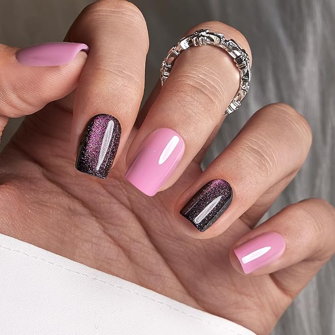 CurvLife Press On Nails – 30Pcs Soft Gel Fake Nails, Reusable Glue On Nail Kit with Adhesive Tabs, Natural Fit & Salon-Quality for Women & Girls (Violet Mirage)