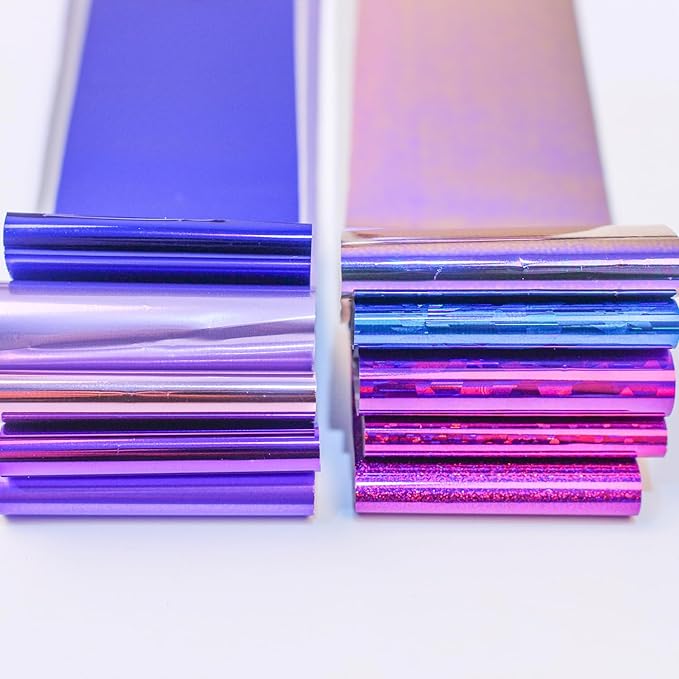 20 Rolls Blue Purple Nail Art Foil Transfer Sticker Kit - Blue & Purple Foil Transfers Decals for Nail Art