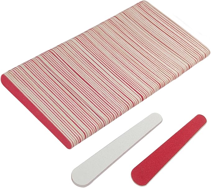 mini Nail Files (100 Pack), 180/240 Grit Wooden Emery Board Nail File Double Sided Small Wood Emory Fingernail Files for Natural Nails Professional Reusable Manicure Pedicure