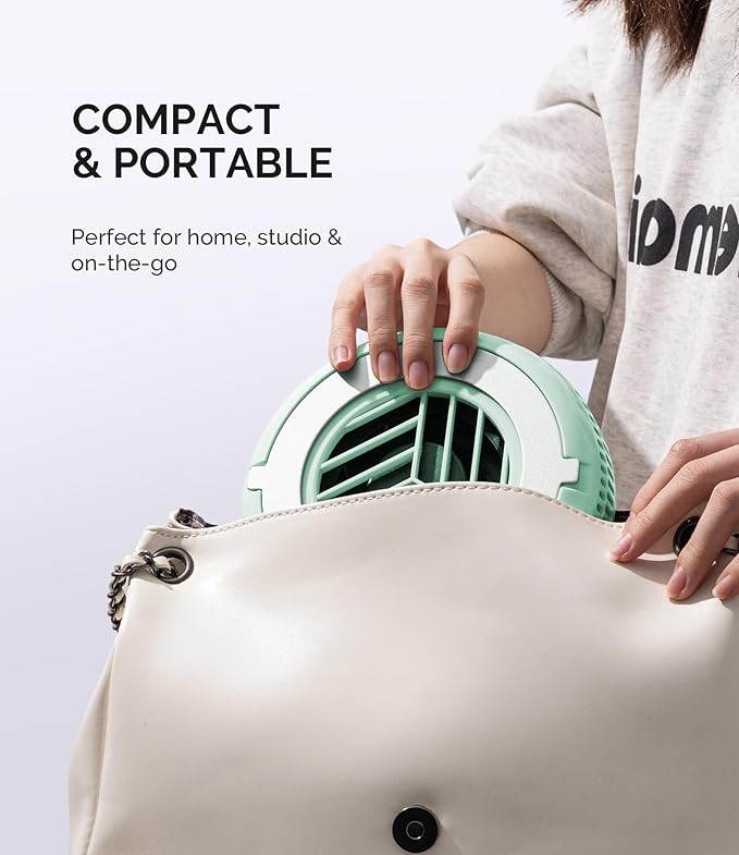 MelodySusie PocketSized Nail Dust Collector with Lightweight Design,HProA 6000RPM Ultra-Small Nail Vacuum Fan with 3 Suction Modes and 30 Disposable Filter Papers for Beginner & Daily Nail Care,Green