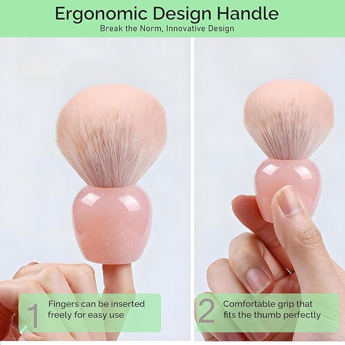 2Pcs Nail Dust Brush Set - Transparent Hollow Base for Enhanced Grip, Professional Salon Manicure Supplies, Soft Kabuki Cleaner for Acrylic Nails & Dust Removal