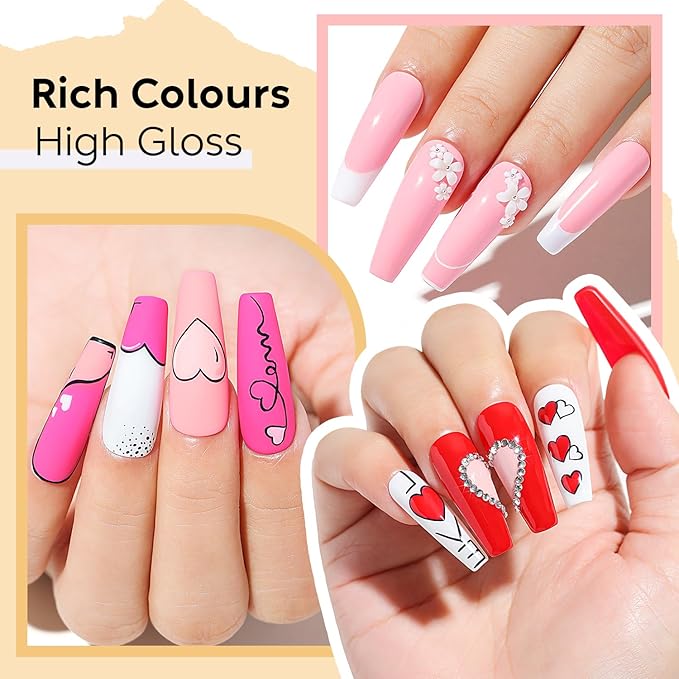 Nicedeco Gel Nail Polish Nail 12 Colors, Hema Free, Cruelty Free, Vegan, Nude Pink Red White U V Gel Manicure Kit 9