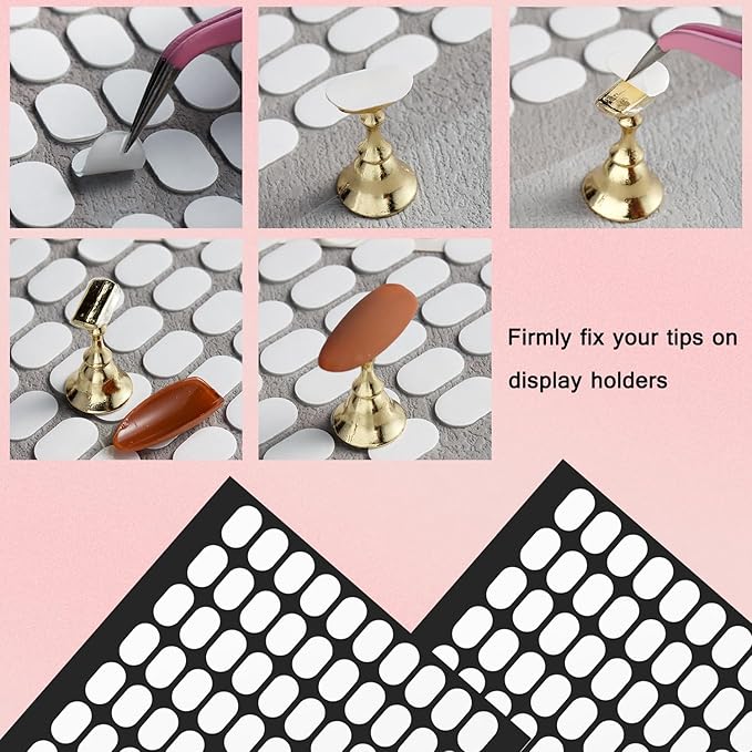Nail Stand Set for Press Ons, Starter Design Tools Kit Practice Display 15PCS Nail Art Brushes 120PCS Clear Almond Fake Tips Nail Holder for Painting Double-Sided Adhesive Tape Home Manicure