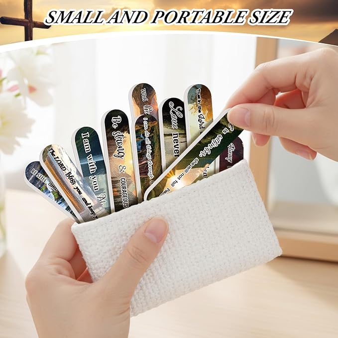50 Pcs Christian Gifts for Women Bulk Christian Nail File Bulk Mini Bible Scripture Women's History Month Gift Emery Board Nail Files Religious Motivational Gifts for Men Employee Coworker
