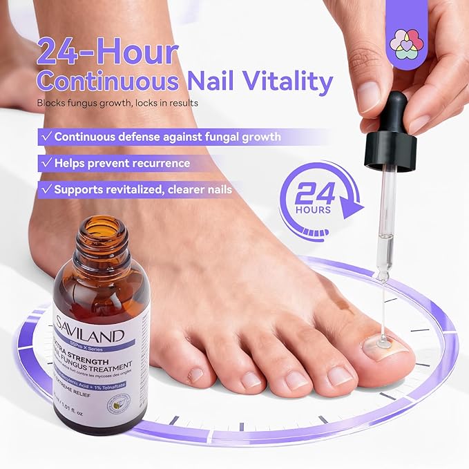 SAVILAND Toenail Fungus Treatment Extra Strength: 2X Extreme Nail Repair for Discolored and Damaged Nails Toenail Softener Yellow Toenail Foot Toe Thick Nail Fungus Treatments Solution 2 fl oz