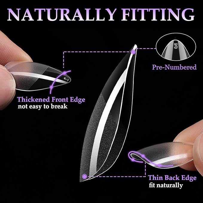 BlueZOO Soft Gel Nail Tips Short Almond Coffin Ballerina Nails Kit, 3 Styles 360PCS Full Cover Half Matte Acrylic Nail Tips,Clear Press On Nails for Extension Nail Manicure Home DIY Salon Fake Nails