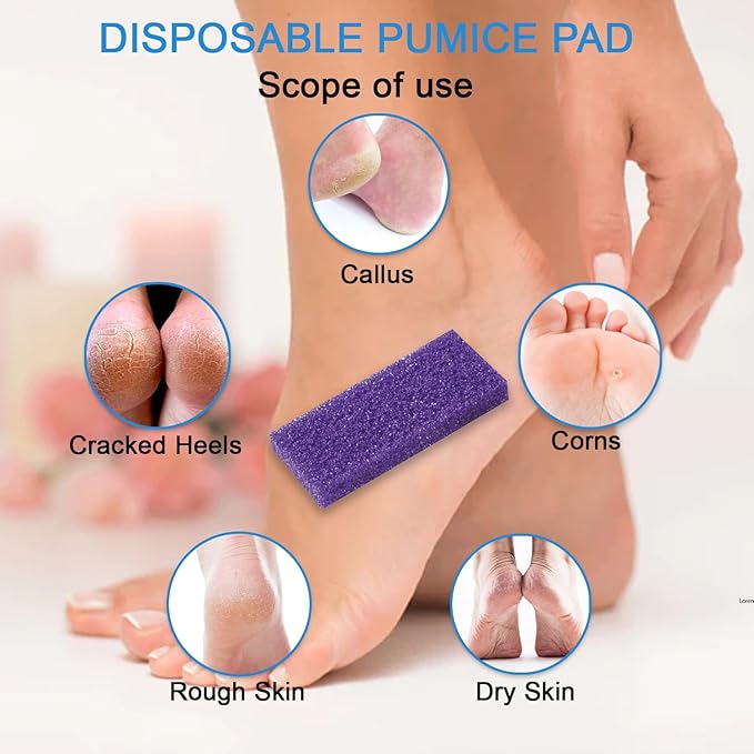 Disposable Pedicure Kit, 10 Pcs Blue Pedicure Liners, 10 Pcs Disposable Pedicure Kit 3 in 1 (Purple Pumice Pad, Wood Nail File 100/180 Grit, Purple Mini Buffer 100/180 Grit) 20 Counts