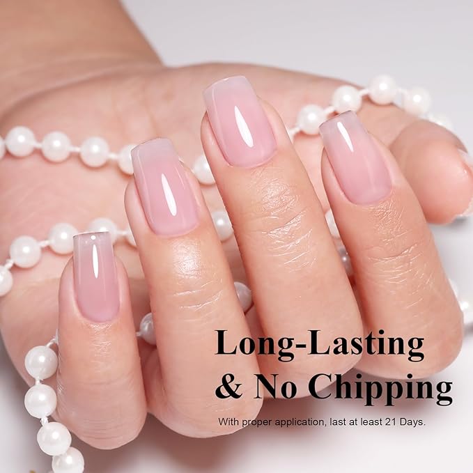Imtiti 10ml Jelly Pink Gel Nail Polish Long Lasting Soak Off UV Led Light Pink Gel Polish Salon DIY at Home Gift for Women 1Pcs