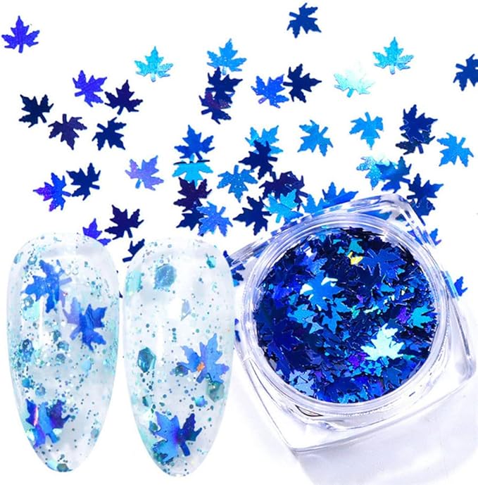 Nail Art Maple Leaf Sequins Autumn Laser Charms Flakes Glitter for Nails Holographic Confetti Decoration 12Colors