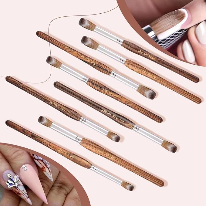 100% Kolinsky Acrylic Nail Brush (#20),GSWOI Acrylic Brushes for Nails Size 20 Wood Handle Application Extension,Nail Tools for Professional Manicure Salon DIY at Home