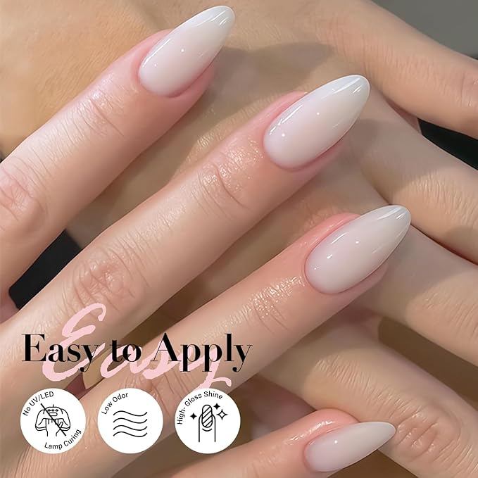 AZUREBEAUTY Jelly Sheer Nail Polish Set (4 Colors + Top Coat), Milky Nude Pink Natural Look, Quick Dry, No Lamp Needed, Easy DIY Manicure
