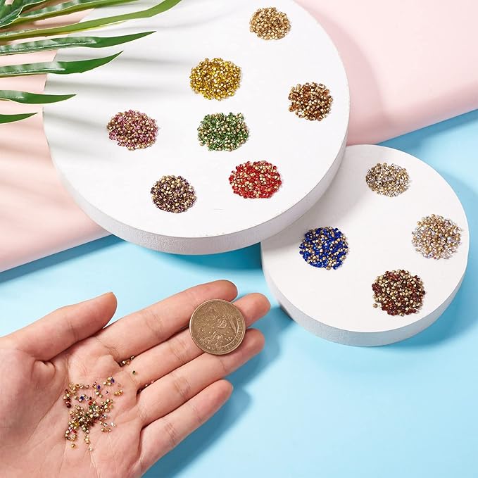 Craftdady 5500Pcs 2mm Faceted Glass Rhinestone 11 Colors Pointed Back Crystal Diamante Gems Birthstone Faceted Cabochons for Nail Arts Decoration Jewelry Making Wedding Bouquet