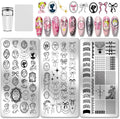 PH PandaHall 3pcs Retro Lady Portrait Nail Stamp Plates Bow Tie Nail Arts Templates Lace Ribbon Nails Art Stencils Vintage Style Nails Image Plates for Women DIY Manicures Salon Design Printing