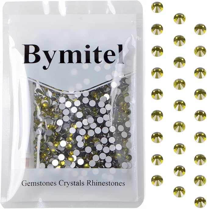 1440PCS Art Nail Rhinestones Non Hotfix Glue Fix Round Crystals Glass Flatback for DIY Jewelry Making with one Picking Pen (ss20 1440pcs, Olivine)