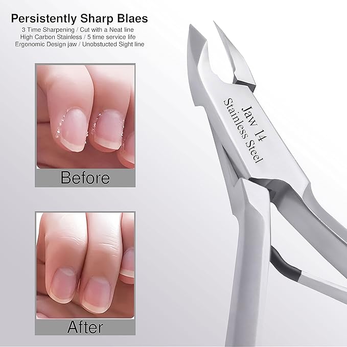 UM Supplies Cuticle Trimmer | Hangnail Remover | Extremely Sharp | Professional Cuticle Nippers | Stainless Steel | Cuticle clippers | Pedicure Manicure Tool (jaw 14) 5mm