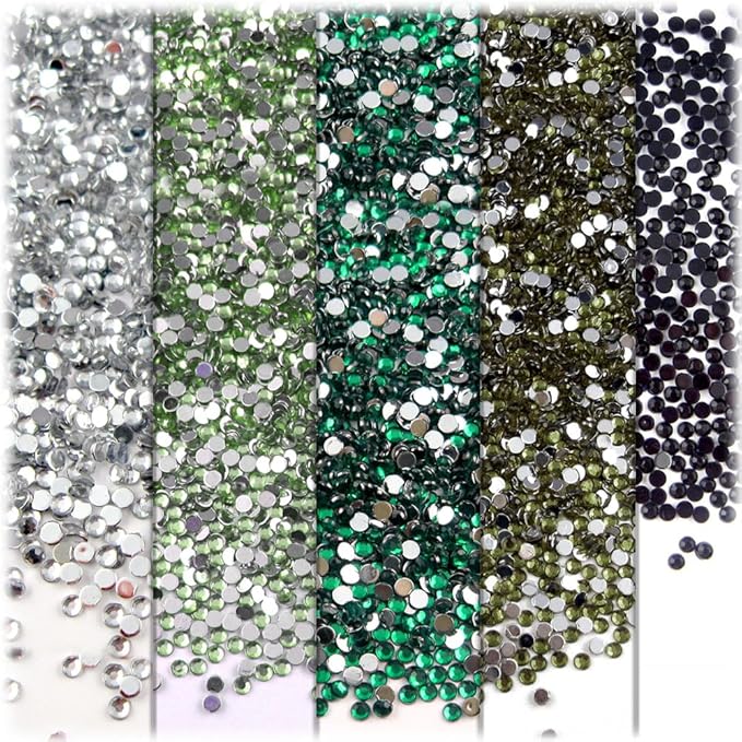 The Crafts Outlet 5,000pc Rhinestones Round 2mm Tiny for Nails - Jewel Tone Assortment