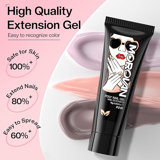 Morovan Poly Gel Nail Colors: 6 Colors Poly Nail Gel Pink Nude Poly Nail Extension Gel 15g Poly Gel Colors DIY Art Home Salon