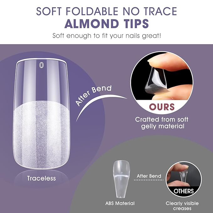 Medium Square Gel Nail Tips:240Pcs Half Matte Soft Clear False Nails Acrylic Square Full Cover Fake Nail Tips for Nail Extension Women Manicure DIY 12 Sizes