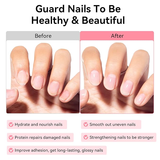 Nail Ridge Filler Base Coat Nail Strengthener Grow, Ridge Filler for Damaged Uneven Nails, VE Protein Formula, Smooth Flawless Base, Vegan, Salon-Quality Nail Art at Home, 0.5 fl. oz