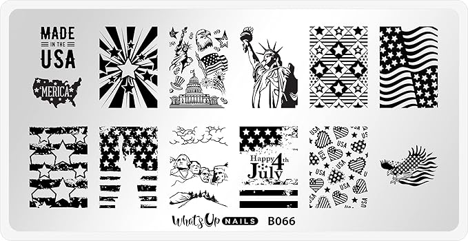 Whats Up Nails - B066 Slice of Americana Stamping Plate for Nail Art Design