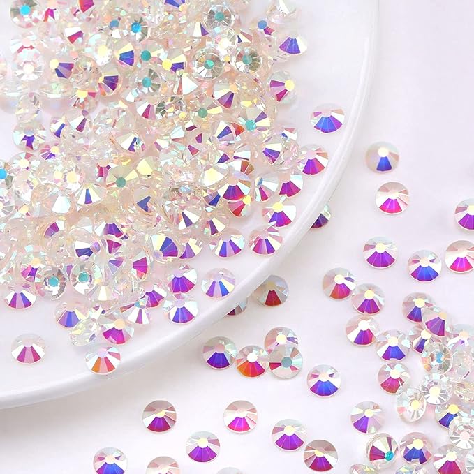 Novani Crystal Rhinestones, Flatback Loose Gemstones 288pcs Glass Rhinestones for Clothes Shoes Crafts Makeup Nail Art and DIY Decorations(SS30, Transparent)