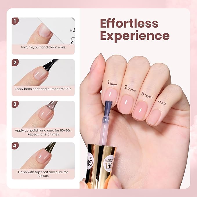 Beetles Cloud Wisp Nude Gel Nail Polish - 15ML Neutral Jelly Nude Pink Nail Polish Base Color Nail Concealer Sheer Translucent Effect Soak Off UV LED French Nail Art Salon DIY Manicure Gift for Women