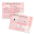 50pcs Press on Nail Instructions and Aftercare Cards 4.25 * 3.15in,Press on Nail Display Cards Manicure Usage Application Guides Supplies for Small Business(Pink, 50pcs)