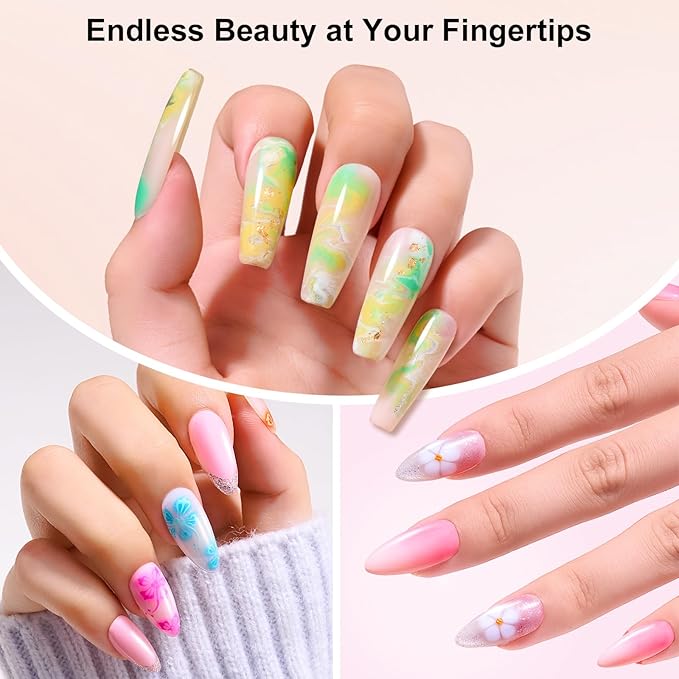 Makartt Blooming Gel: Clear UV LED Nail Art Polish and Nail Brush for Spreading Effect Marble Soak Off Nail Polish Gel Painting Nail Designs for DIY Color Floral Watercolor Manicure Gift for Women