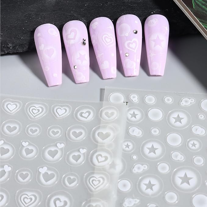TailaiMei Valentine'd Day Nail Stickers, Self-Adhesive Heart Love Nail Art Decals for DIY Nail Decorations. (No 4 Sheets)