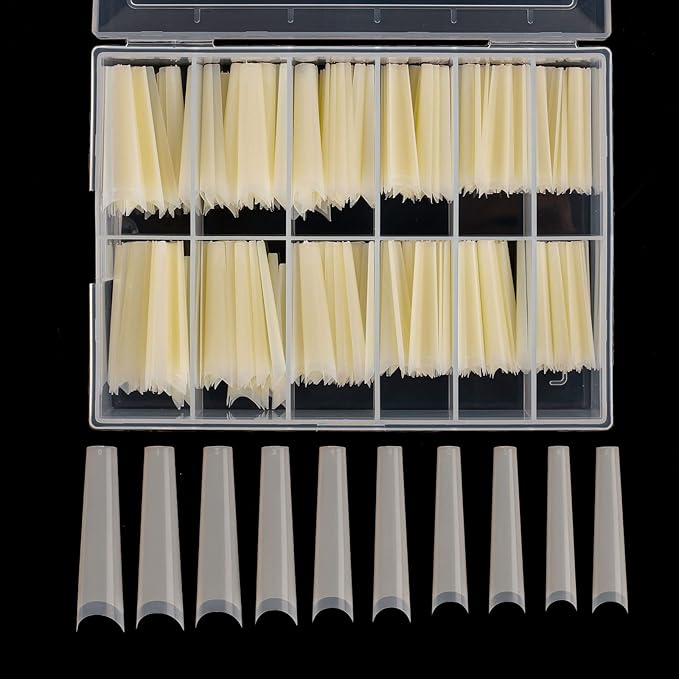 Tapered Extra Long Nail Tips, Ballerina Natural Acrylic Fake Nail Tips, Press On Nail False Nails with Box for Nail Salons and DIY Nail Art, 240PCS, 10 Sizes (Natural)