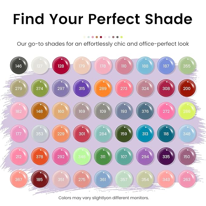 phoenixy 60 Pcs Gel Nail Polish Kit, 54 Colors Gel Polish Rainbow Pink Red Orange Yellow Green Blue 6 Pcs Base Top Coat DIY Home Manicure Art Nail Sets Gifts for Women