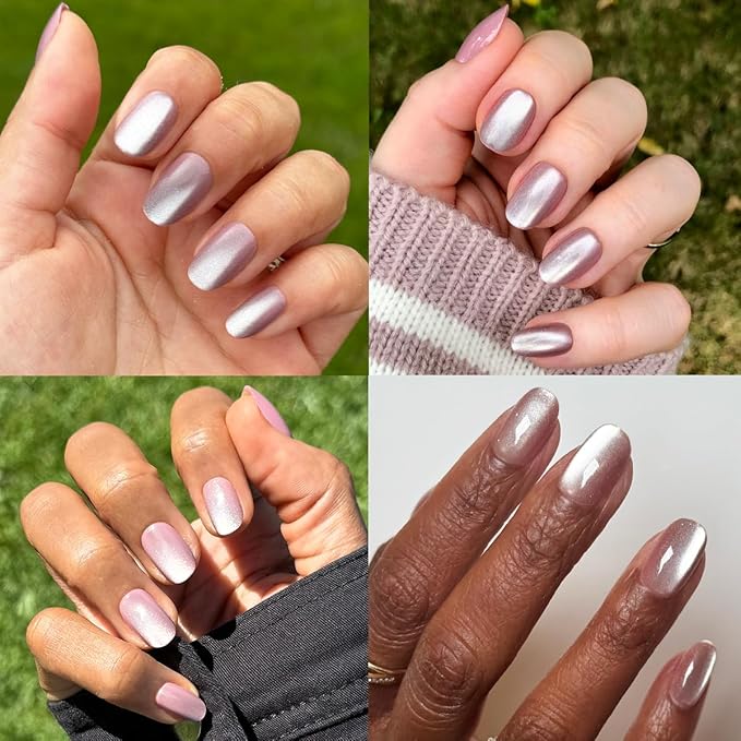 Olive & June Instant Mani Press-On Nails (Glue) | 42 Fake Nails, 21 Sizes | Non-Toxic, Long-Lasting Recycled Materials Realistic Look | Salon-Quality at Home | Short, Round | World Lit Velvet