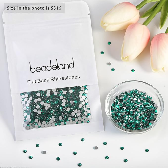 Beadsland 2880pcs Flat Back Crystal Rhinestones Round Gems for Nail Art and Craft Glue Fix, Blue Zircon, SS16,3.8-4.0mm