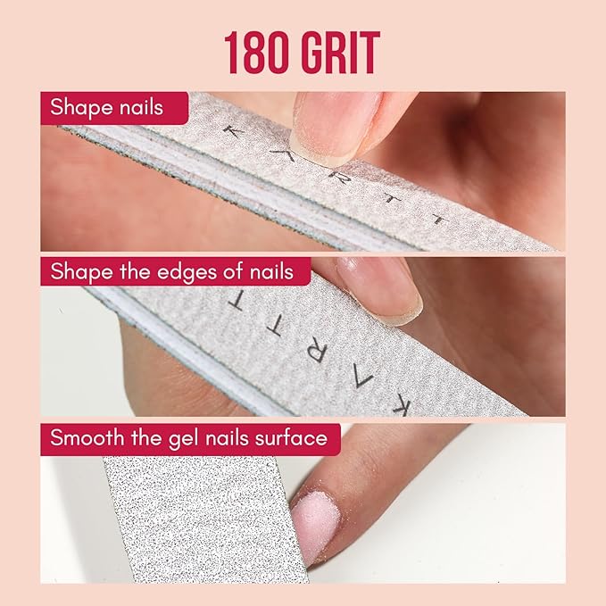 Makartt Nail File, 100/180 Grit 20 Pcs Nail Files for Natural Nails, Professional Strong Emery Boards for Nails Doubled Sides Washable Fingernail Files Manicure Tool Set