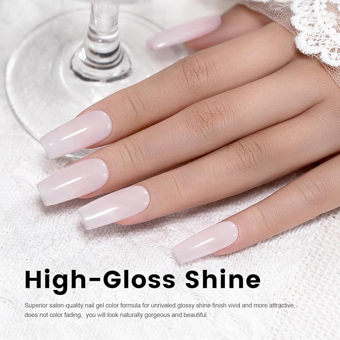RARJSM Rubber Base Coat Gel Polish Nude Pale Soft Pink Skin Tone Rubber Base Gel for Nails Natural Color French Manicure Extend Gel Soak Off Curing Requires Single Bottle 15ml Salon Home DIY Use