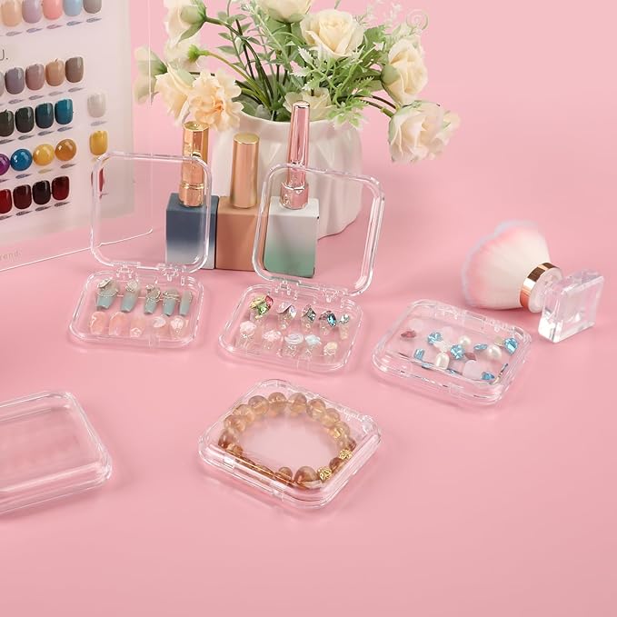 15 Pcs Press On Nail Packaging Box Press on Nail Storage Box for Press Ons with 90 Pcs Adhesive Double Sided Tape for Fake Nail Storage Case Nail Display Nail Salon Supplies (Transparent)