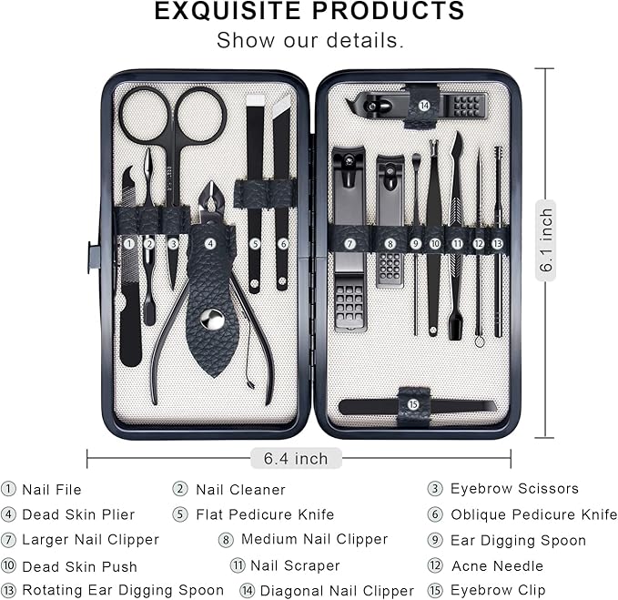 FIXBODY Nail Clippers for Men, Nail Grooming Kit, Manicure Kit Gift for Men, Nail Clippers Set for Women, Fingernail Clippers and Toenail Clippers