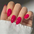 Red Press on Nails Solid Color Fake Nails Short Almond Acrylic Nails Glossy Artificial Nails Red Full Cover Glue on Nails Reusable Stick on Nails for Women and Girls 30 Pcs