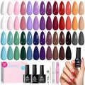 Beetles 25 Colors Gel Polish Set - Urban Rhythm Collection,Pink Red Blue Green Spring Gel Nail Polish Set with 3Pcs Base Top Coat Nail Art UV LED Soak Off DIY Salon Manicure