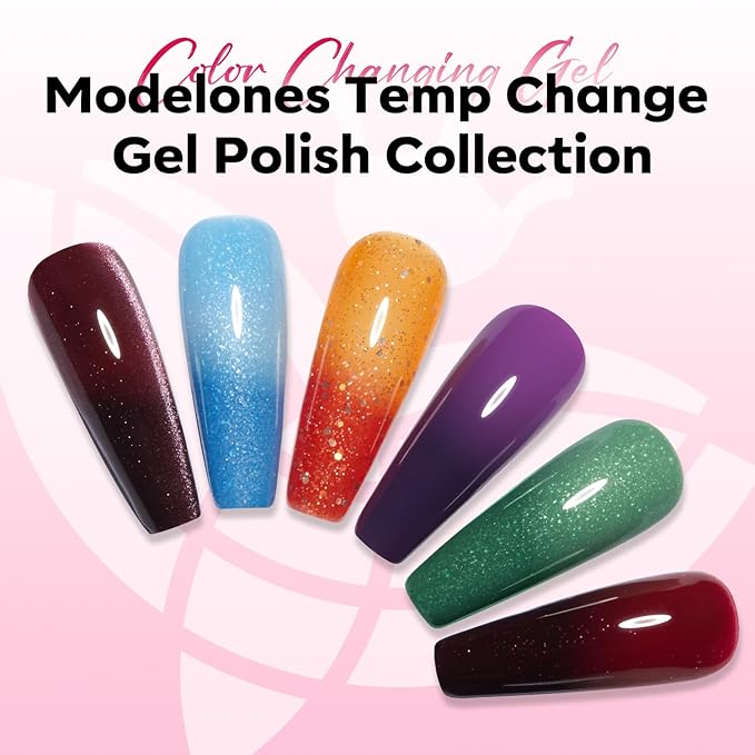 modelones Pink Gel Polish Cat Eye Nail Polish Hot Pink Gel Nail Polish Color Changing Mood Temperature Change Gel Soak Off Nail Art 15ML