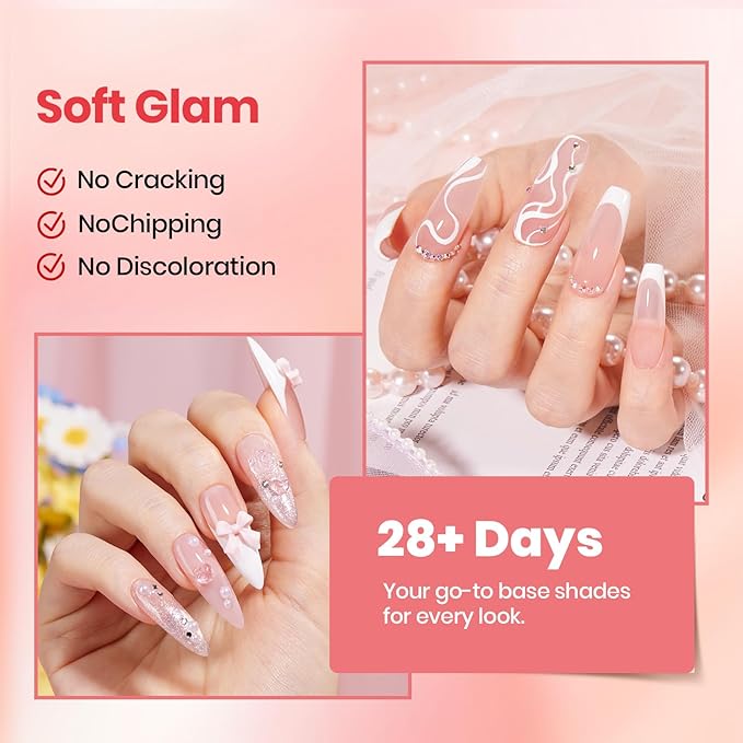 Beetles Nail Extension Gel, 4 Colors Poly Nail Gel Kit with Base & Top Coat, Slip Solution & Brush, All-in-One Starter Kit for Home Manicure, Holiday Gift for Women
