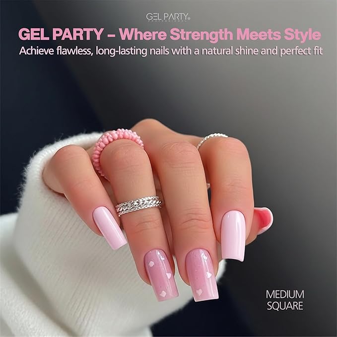GELPARTY Soft Gel Nail Tips Medium Square - 240Pcs Pre-Buffed Matte Full Cover Tips - No Filing Needed, Soak Off Gel Extension System - Clear False Nails (12 Sizes)