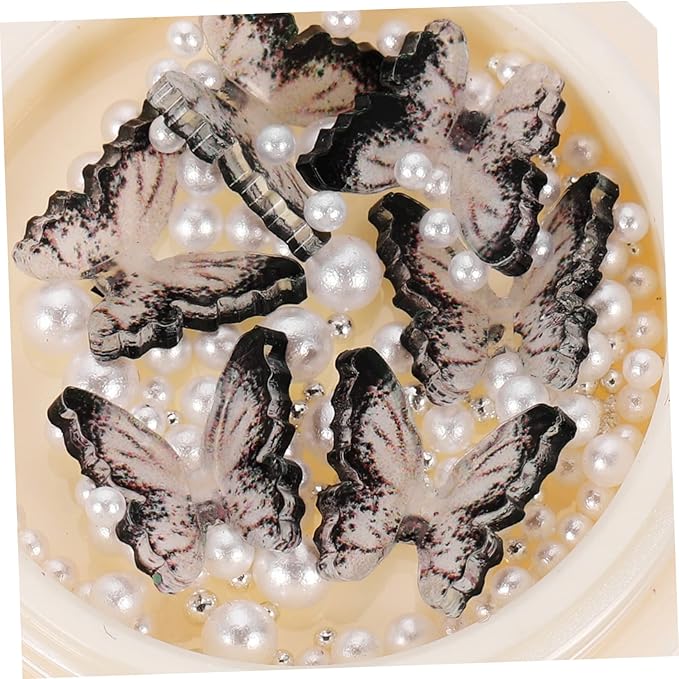 5sets Black Nail Rhinestones Pearl Rhinestones Flatback Nail Charms Art Gems Studs 4boxes * 5