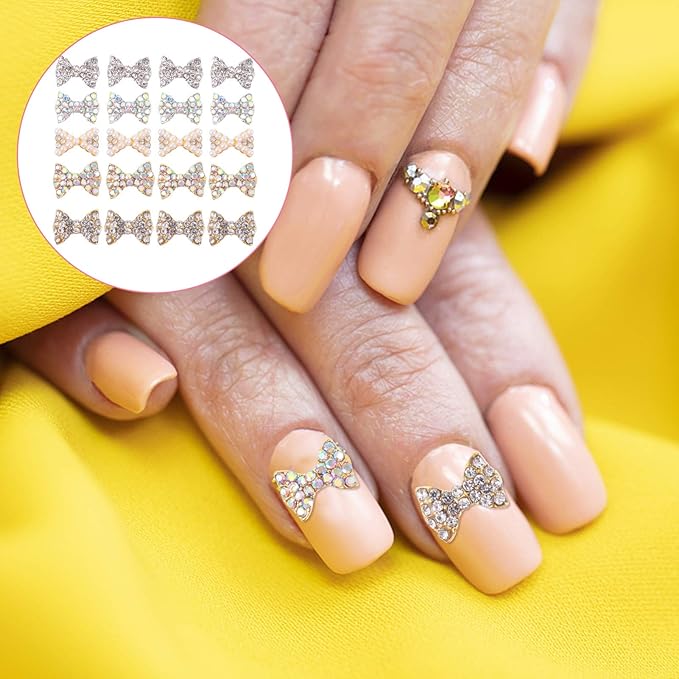 Beaupretty 50Pcs 3D Nail Art Decorations Charm Diamonds Crystal Nail Jewelry Bow Nail Rhinestones Nail Art Supplies Manicure Tools