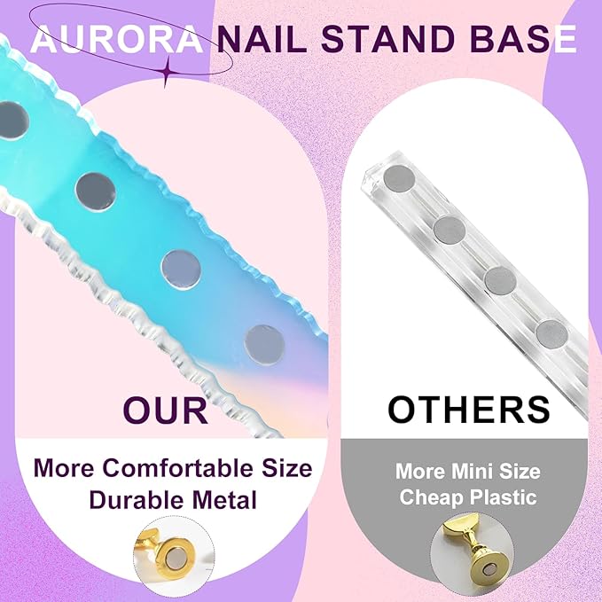 Nail Stand For Press Ons, Nail Holder For Painting Nails With A Heart Shape Acrylic Nail Stand, Easy-To-Clean Press On Nail Stand Nail Art Practice Nail Dispaly Home DIY Salon Supplies (Aurora)