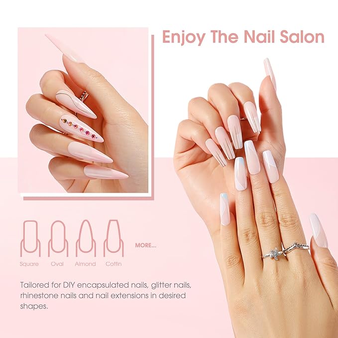 ROSALIND Soft Pink Poly Nail Gel, 2 oz Poly Extension Gel for Nail Art, Nail Thickening Extension Easy to DIY, Pink Nails Enhancement Need UV Lamp(Update Version