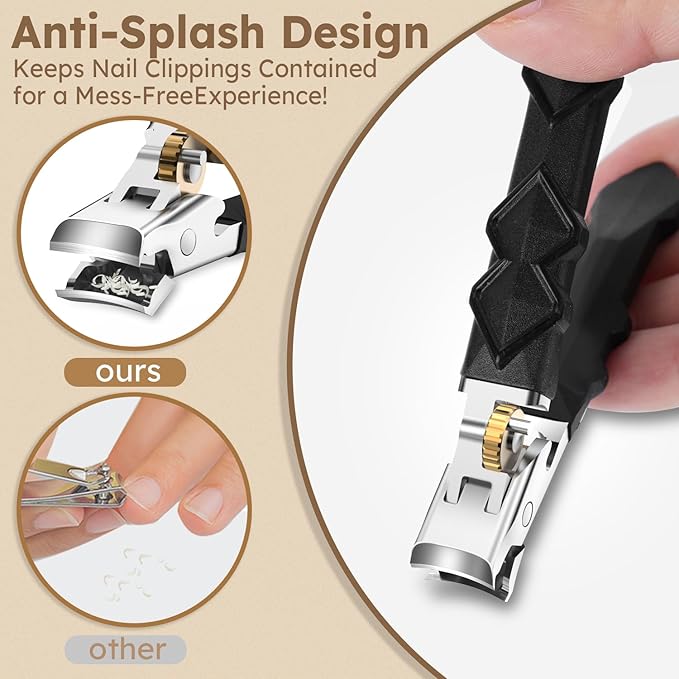 Toenail Clippers for Thick Toenails for Seniors, Nail Clippers for Men Wide Jaw Opening, Slanted Toe Nail Clippers Long Handled Heavy Duty Ultra Sharp for Men Women